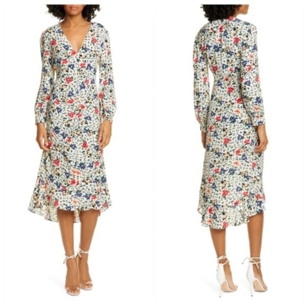 Ba&sh Paloma Floral Midi Dress Long Sleeve 0750